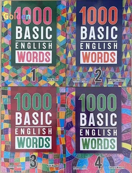 1000 базови английски думи, 4 тома / комплект, Книги за изучаване на език ДОЛАРА за 1000 думи, набор от учебни книги по английски език за деца
