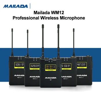 Безжичен микрофон Mailada WM12 Pro за директно излъчване на телевизионни интервюта, предаване на UHF, Професионален микрофон за мониторинг в реално време