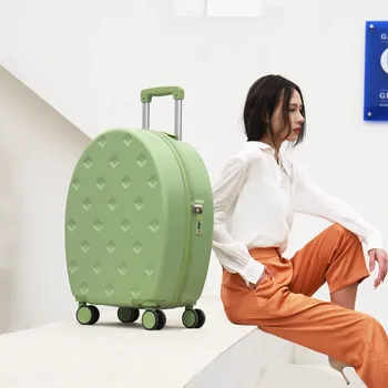 Модерен полуовальный малък куфар, женски 20-инчов универсален компютър на колела, парола за засаждане на багаж, Детски пътен куфар