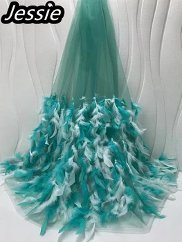 Сватбена рокля 2023 г., модни плат, Ново висококачествена дантела, мрежа от пера, Бродирана кърпа