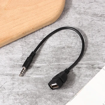 3,5 мм Черен авто аудио кабел AUX до аудиокабелю USB, автомобилна електроника за възпроизвеждане на музика, авто аудио кабел USB за слушалки, конвертор