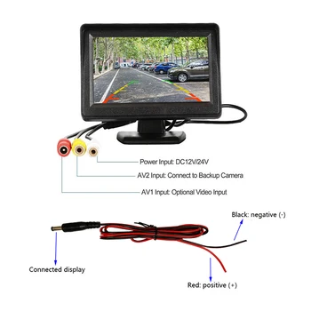4.3-инчов TFT LCD екран на автомобилен монитор за комплект за задно виждане, Камера за паркиране на заден ход Тенис на екрана на автомобилен монитор Кола DVD Малък дисплей