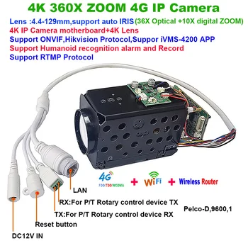 4K 8MP 360-кратно Оптично увеличение на 4G IP камера с автоматична БЛЕНДА на протокола Hikvision RTMP IVM4200 P2P ONVIF IMX415 SD 256GB IP камера