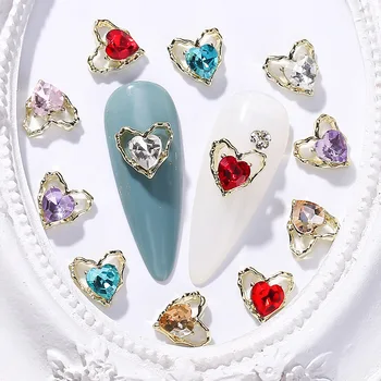 50% отстъпка от цената На Аксесоари за нокти-арт, издълбани кристали във формата на сърце от сплав, цветна и леко луксозна декорация за нокти под формата на любов