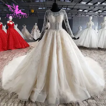 AIJINGYU More Сватбени рокли Материал за сватбената дреха С ръкави за по-малко от 1000 Секси рокля на принцеса