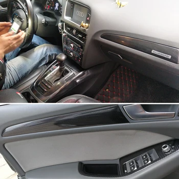 Автомобилен стайлинг 3D / 5D Углепластиковая формата за да промените цвета на централната конзола интериора на колата, етикети за Audi Q5 2010-2018