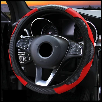 Автомобилни Аксесоари Калъф за Волан от изкуствена кожа от въглеродни влакна за Jaguar Xf Seat Arona Kia Sportage, Nissan Micra