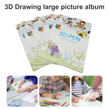 Албум за 3D печат, Богат на Разнообразни чертежи, Размер A4, Занаяти, модел 3D-химикалки, Хартиена книга, Детски играчки за училище