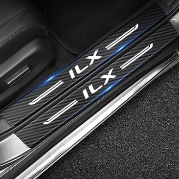 Броня стикер със защита от надраскване на прага на колата, стикер с логото на Acura ILX, тампон върху праг на багажника от въглеродни влакна, аксесоари за облицовки на праг на багажника
