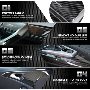 Вътрешна стикер от въглеродни влакна, набор от стикери за вътрешната тапицерия на автомобила, 5D Гланц за BMW X5 F15 2014 2015 2016 2017 2018 Автомобилни аксесоари