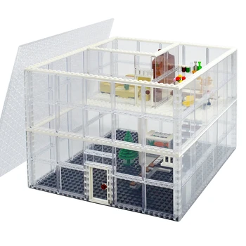 Градски Стъклен Дом Градивни елементи са Съвместими Класически Тухли на 2 Етажа, Анкерни Плочи Творчески Приятели MOC Играчки за Деца