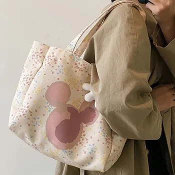 Дамска чанта за през рамото му, хубаво холщовая чанта, готическата эстетичная чанта-тоут, реколта чанта за пазаруване на 90-те години, чанта за пазаруване с голям капацитет