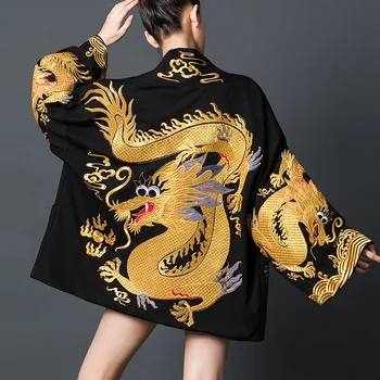 Дамски дрехи в китайски стил Hanfu 2020 Пролет Лято Ретро Реколта Риза Етническа Блуза, Жилетка с Риза с китайски дракон 10010