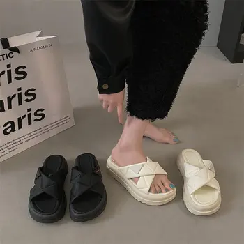 Дамски чехли, сандали на платформа, обувки-лодки, дамски ежедневни обувки с гумени страници от PVC 2023, Модни джапанки, Удобни дамски обувки