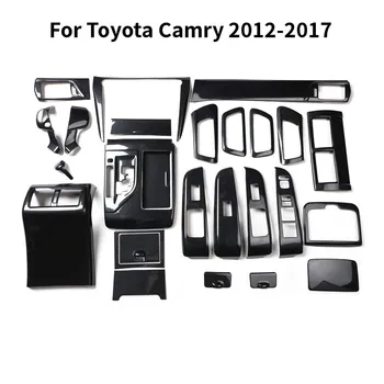 За Toyota Camry 2012-2016 2017 Аксесоари Имитират завършени от въглеродни влакна, Централна конзола Панел кутия Дръжка на скоростния Капак ABS