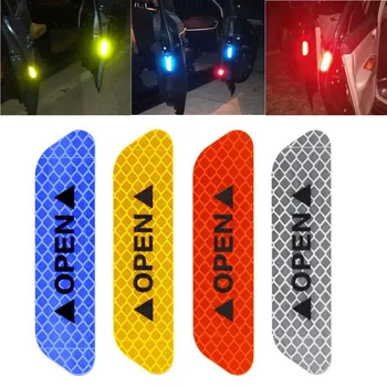 Защитни врати светлоотразителни стикери за автомобила предупредителен знак, светоотражающая лента, мотоциклети шлема, светещ стикер, 4 бр./компл.
