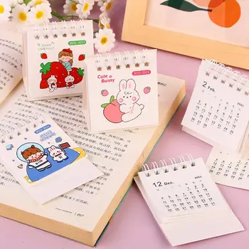 Здрав cartoony настолен календар, сладък мини настолен календар с двойна телена основа за спални, малък настолен календар