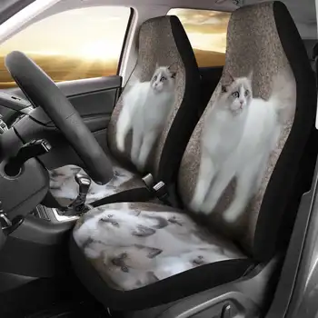 Комплект калъфи за автомобилни седалки с шарени котки Рэгдолл, 2 бр., аксесоари за кола, калъф за седалка
