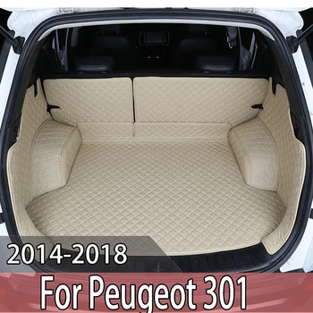 Подложка в багажника на колата с високо борда за Peugeot 301 2014 2015 2016 2017 2018, Украса на задното товарно подложка, авточасти, килим за подреждане