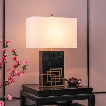 Простата мраморна настолна лампа, персонални творчески съвременната нощна лампа за спални, ретро Топла светлина, луксозна декоративна лампа