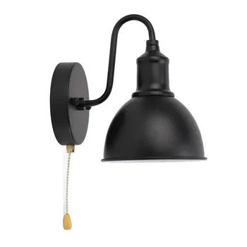 Ретро стенен лампа с черна веригата E26 от кабелна желязо Класическо индустриално Стенни аплици за домашна спални US Plug 110V