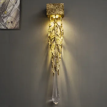Скандинавски луксозен меден led монтиран на стената лампа за декорация на дома, хол, спалня, прикроватного стенни свещника, трапезария, вътрешно осветление.