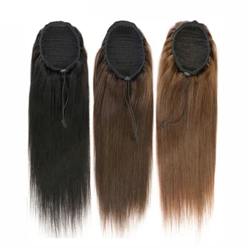 Цвят на # 2 Удължаване на коса във формата на конска опашка коси с заколкой на съвсем малък, Директни бразилски косата Реми във формата на cauda equina