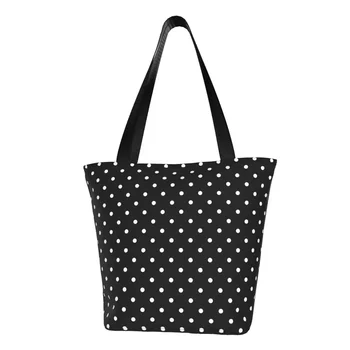 Чанта за пазаруване в черен грах, стилни чанти с винтажным принтом, тъканно работна чанта-тоут, дамска плажна чанта с принтом