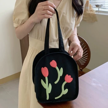 Чанта през рамо с голям капацитет за жените, ежедневно холщовая чанта за пазаруване, чанти и портмонета с флорални принтом в стил харадзюку, с цип, Bolsas - 10 бр.