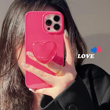 Японски Корейски Прекрасен Червен Розов Син Скоба Love Heart Мек Калъф За Телефон iPhone 12 11 13Pro Max XR XS X Max 7 8 Plus Делото